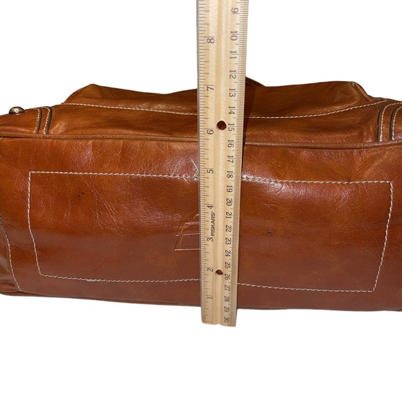 Kathy Van Zeeland Handbag Beown Faux Leather Zip Close Double Straps - Picture 9 of 12